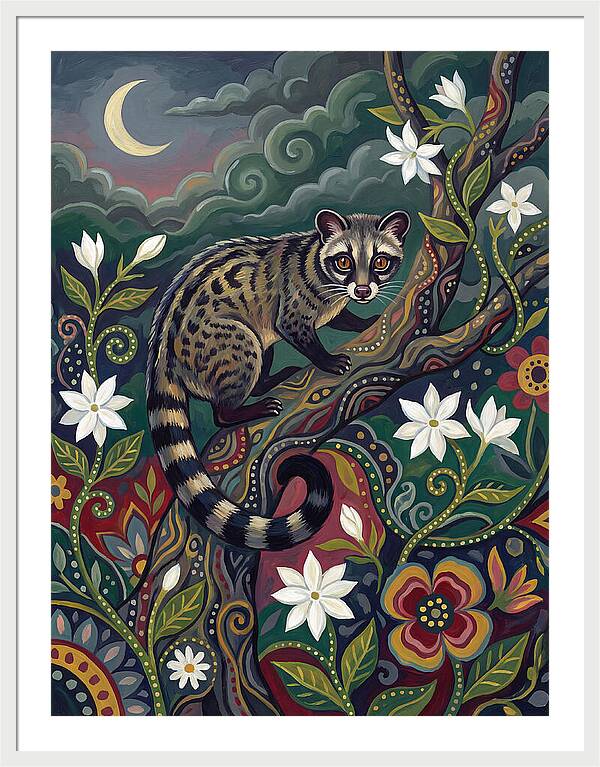 Civet Surrounded By Lush Flora