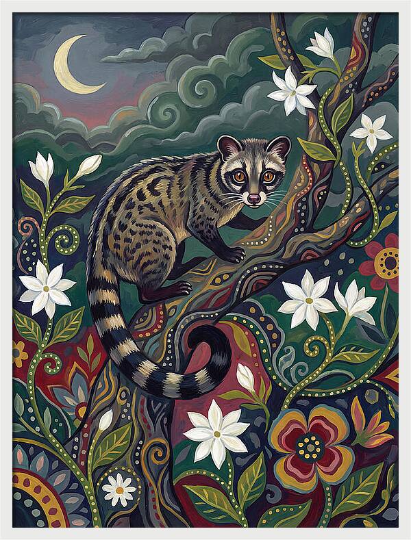 Civet Surrounded By Lush Flora