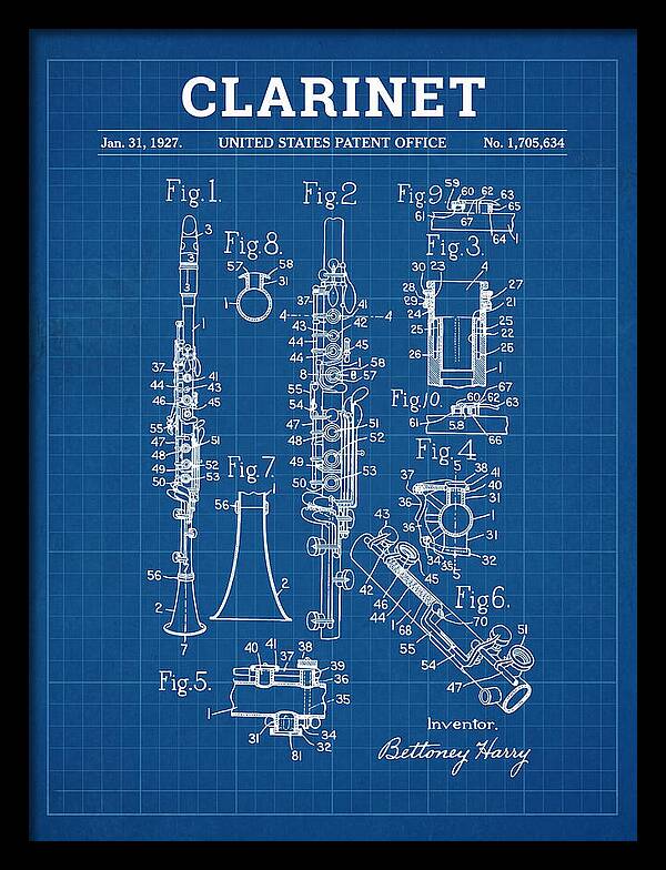 Clarinet Blueprint Patent Us1705634a