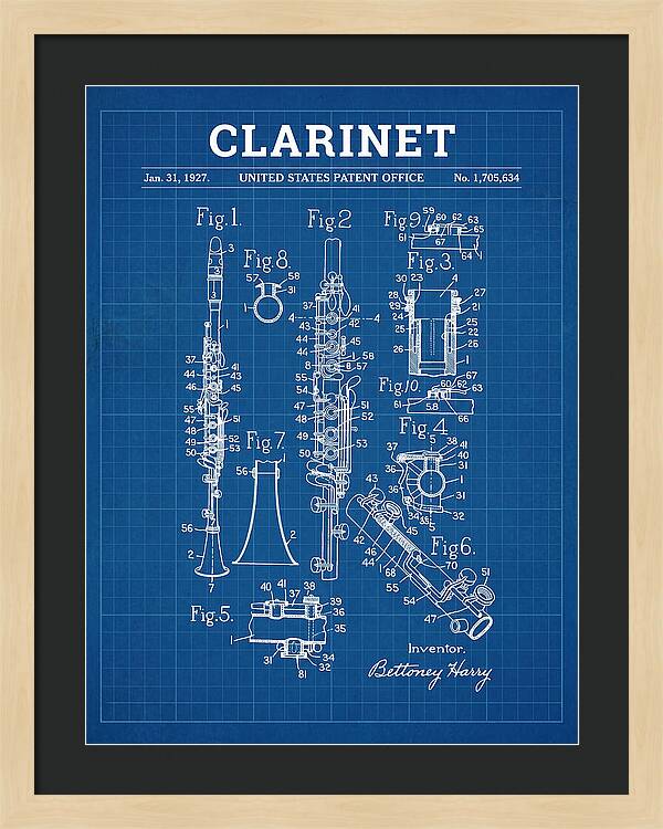 Clarinet Blueprint Patent Us1705634a