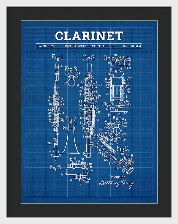 Clarinet Blueprint Patent Us1705634a