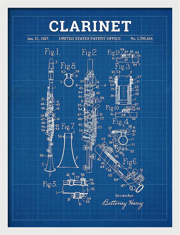 Clarinet Blueprint Patent Us1705634a