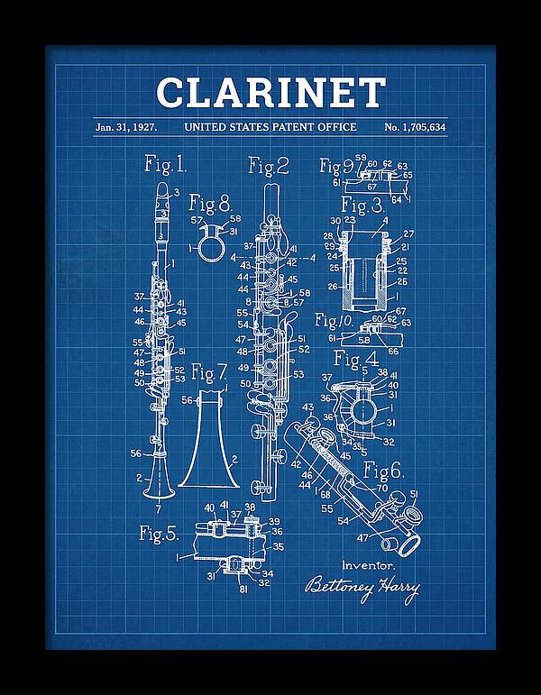 Clarinet Blueprint Patent Us1705634a