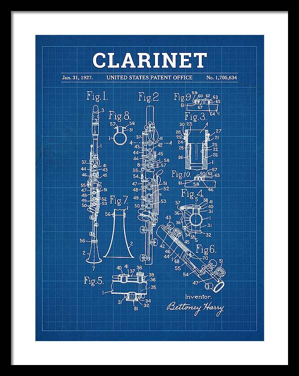 Clarinet Blueprint Patent Us1705634a