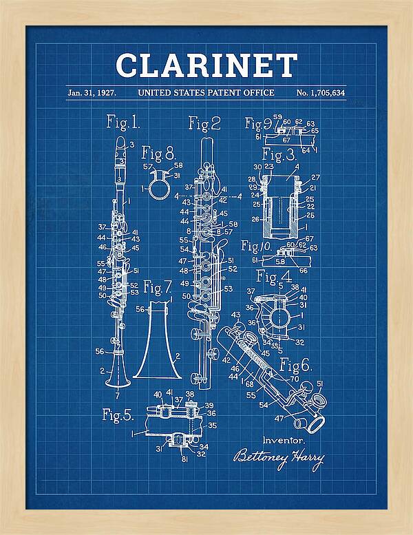 Clarinet Blueprint Patent Us1705634a