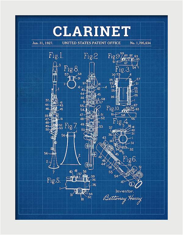 Clarinet Blueprint Patent Us1705634a