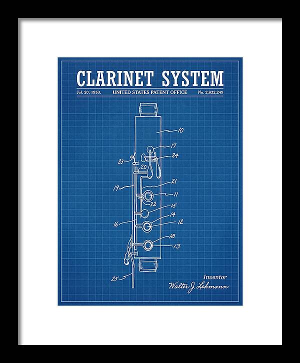 Clarinet System Blueprint Patent Us2832249a