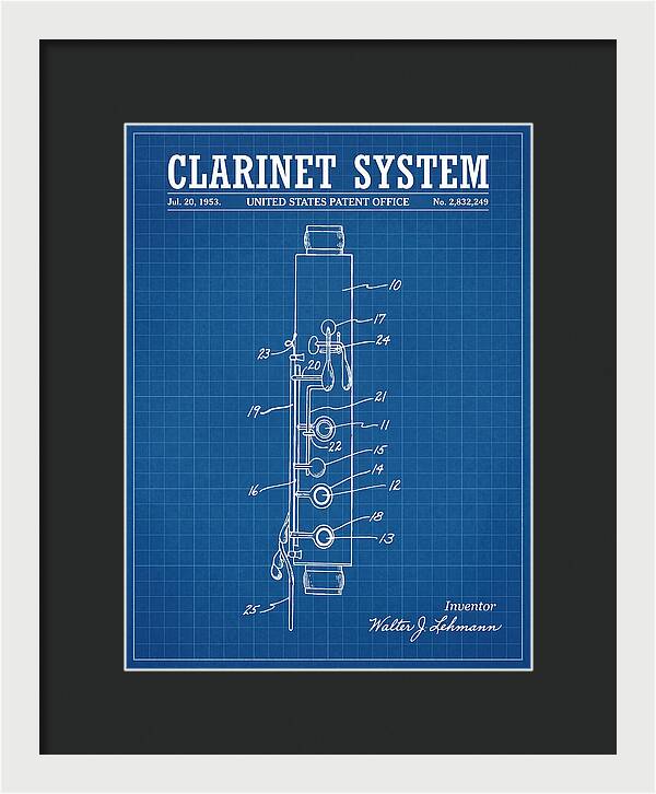 Clarinet System Blueprint Patent Us2832249a
