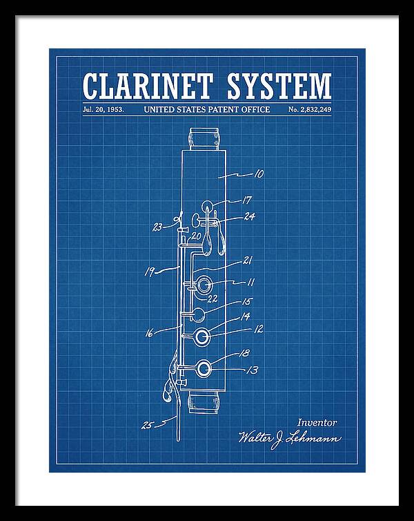Clarinet System Blueprint Patent Us2832249a