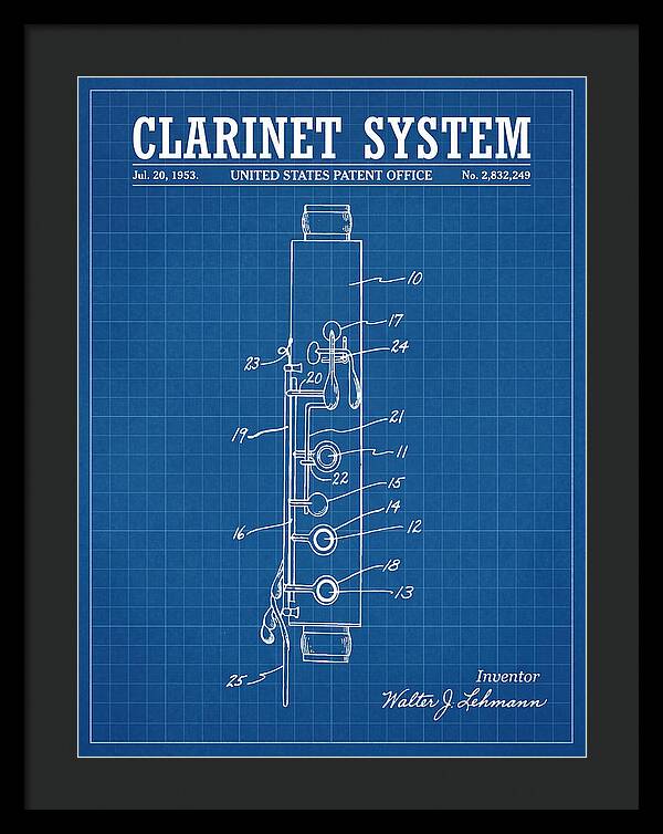 Clarinet System Blueprint Patent Us2832249a
