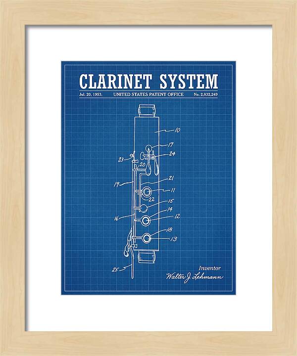 Clarinet System Blueprint Patent Us2832249a