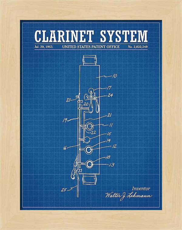 Clarinet System Blueprint Patent Us2832249a