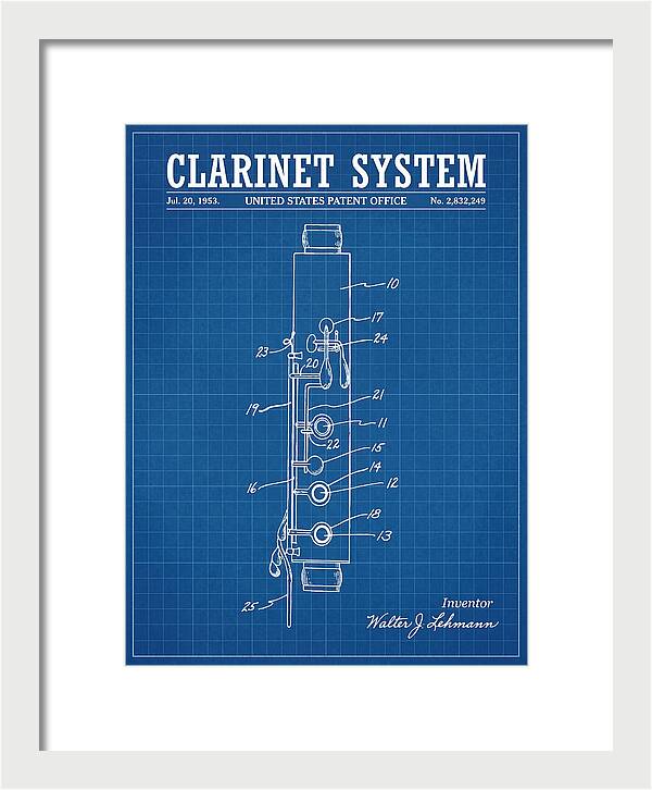 Clarinet System Blueprint Patent Us2832249a