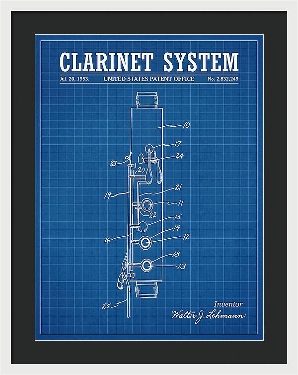 Clarinet System Blueprint Patent Us2832249a
