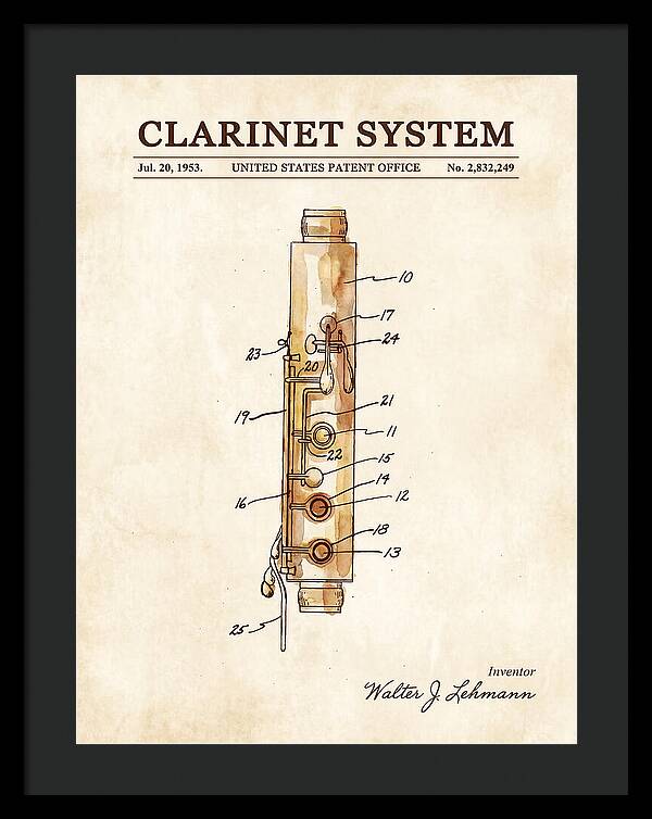 Clarinet System Watercolor Patent Us2832249a