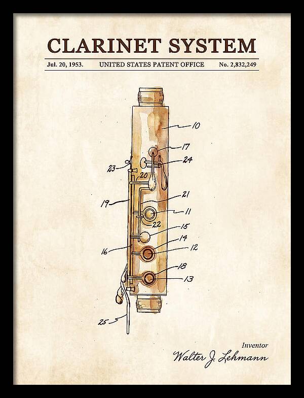 Clarinet System Watercolor Patent Us2832249a