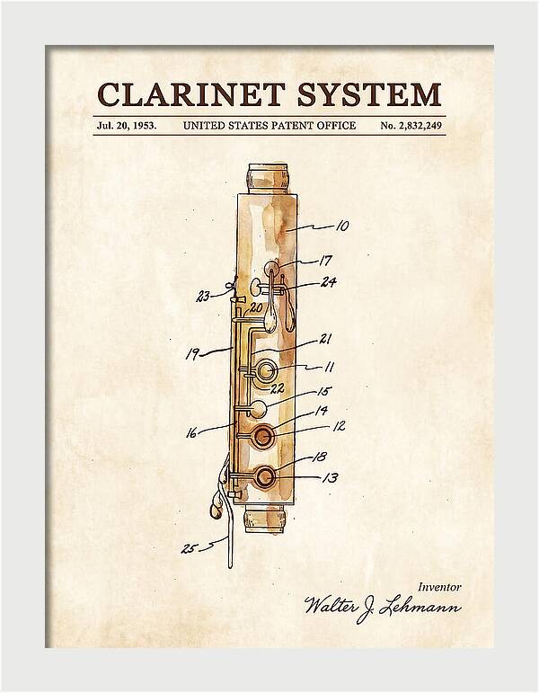 Clarinet System Watercolor Patent Us2832249a
