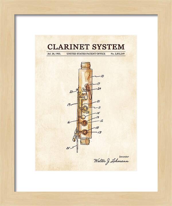 Clarinet System Watercolor Patent Us2832249a