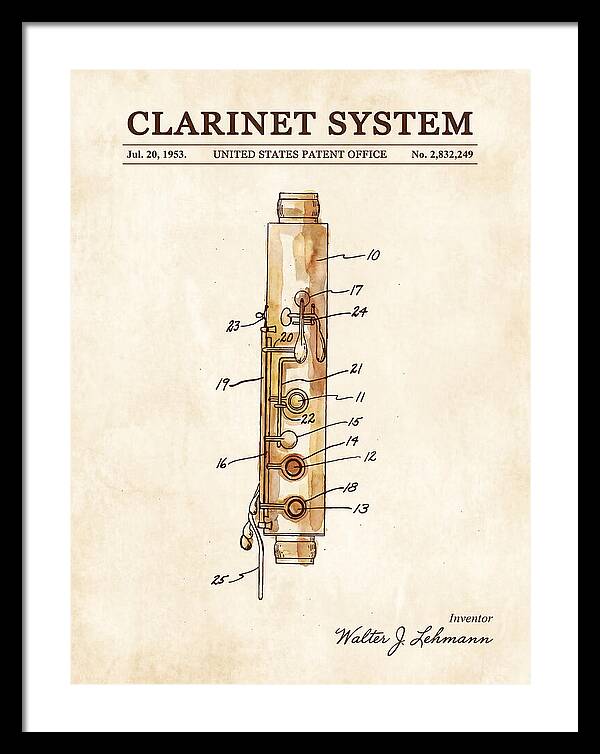 Clarinet System Watercolor Patent Us2832249a