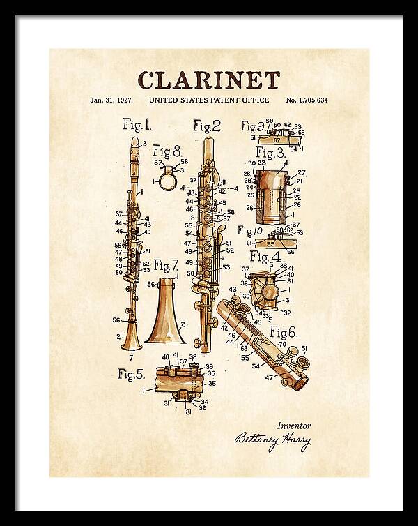 Clarinet Watercolor Patent Us1705634a