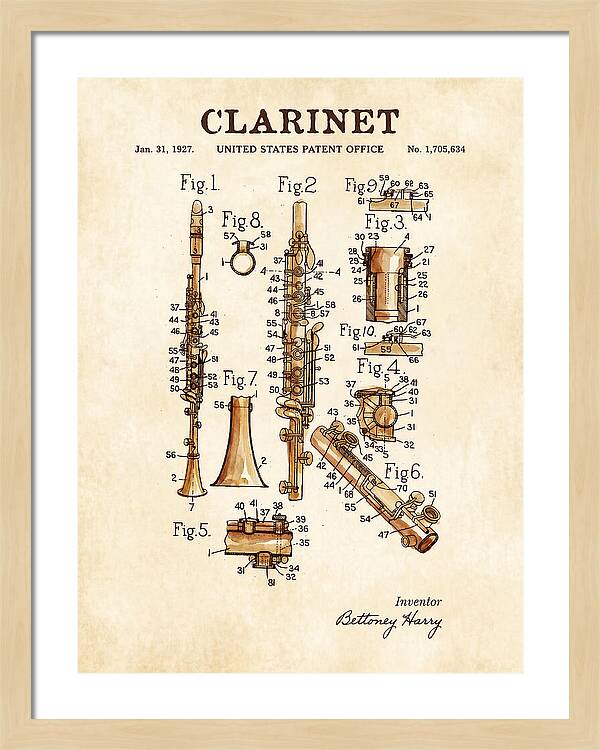 Clarinet Watercolor Patent Us1705634a