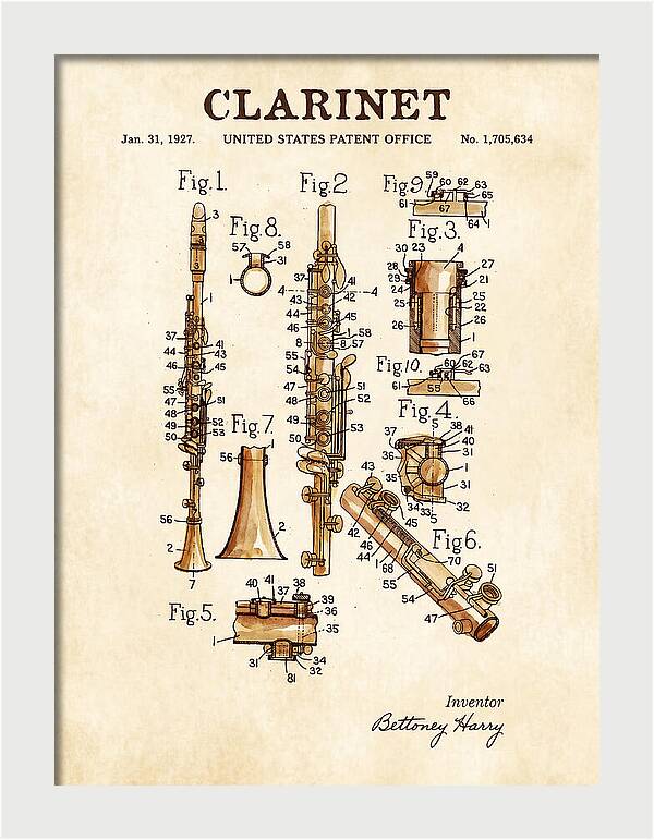 Clarinet Watercolor Patent Us1705634a