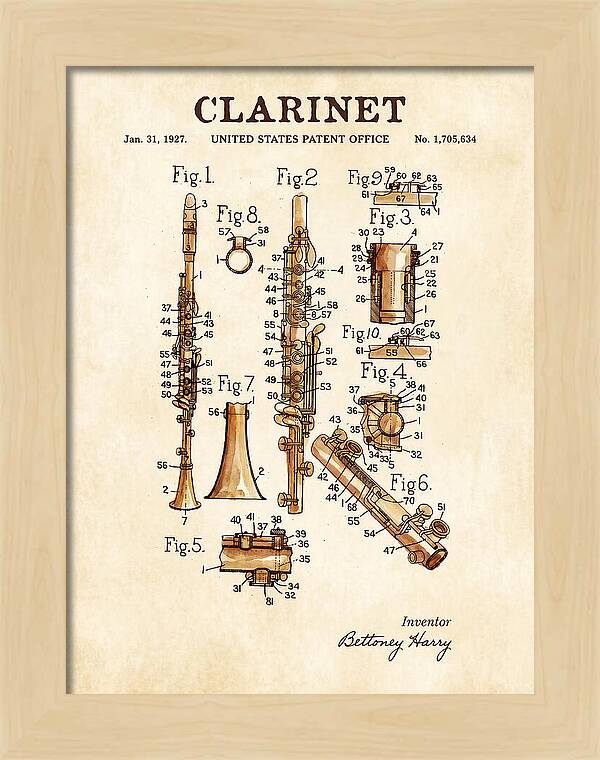 Clarinet Watercolor Patent Us1705634a