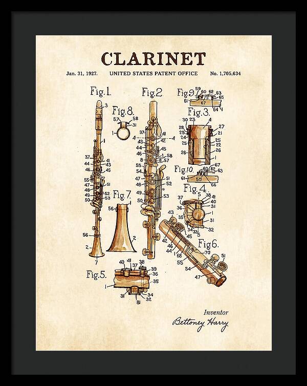 Clarinet Watercolor Patent Us1705634a