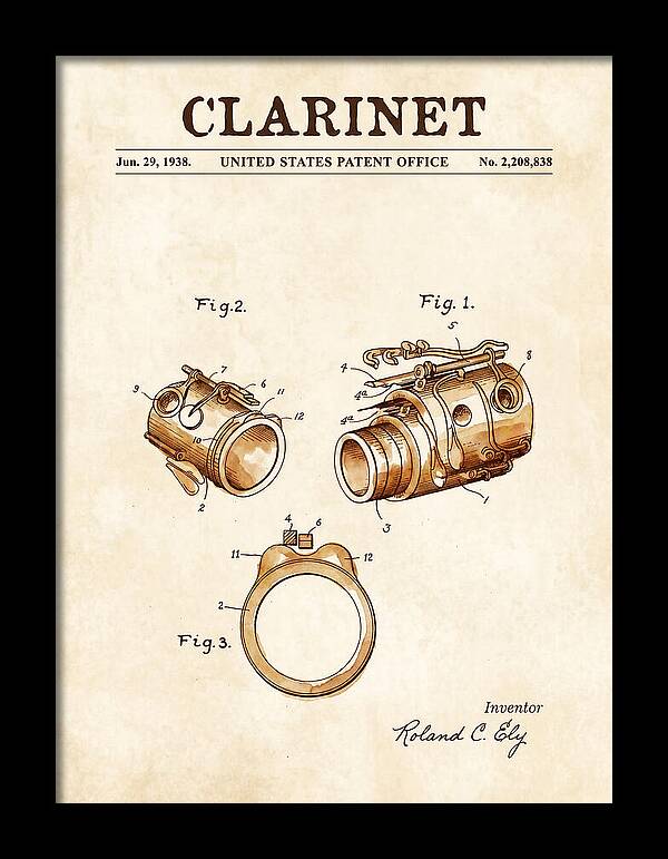 Clarinet Watercolor Patent Us2208838a