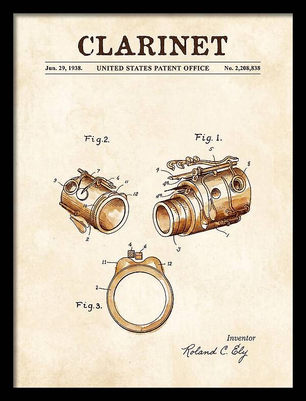 Clarinet Watercolor Patent Us2208838a