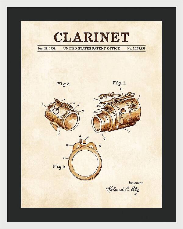 Clarinet Watercolor Patent Us2208838a