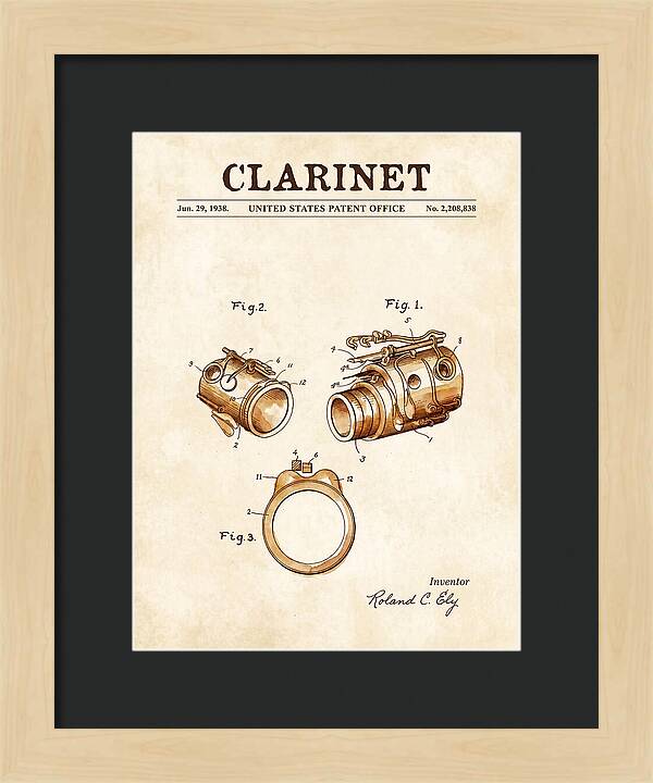 Clarinet Watercolor Patent Us2208838a