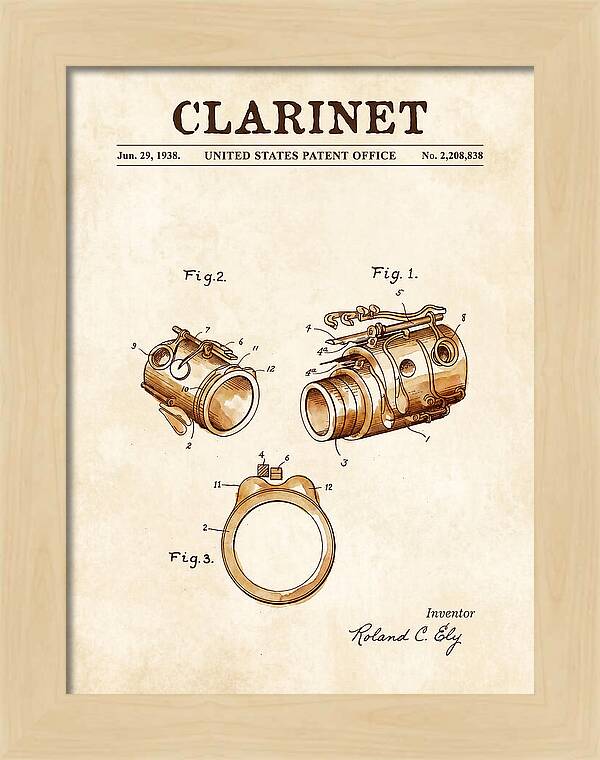 Clarinet Watercolor Patent Us2208838a