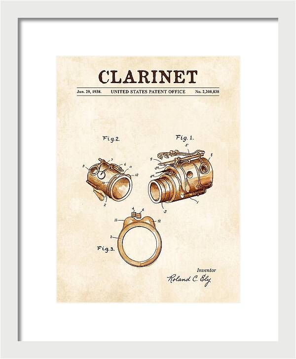 Clarinet Watercolor Patent Us2208838a