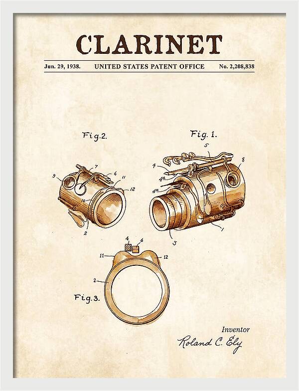 Clarinet Watercolor Patent Us2208838a