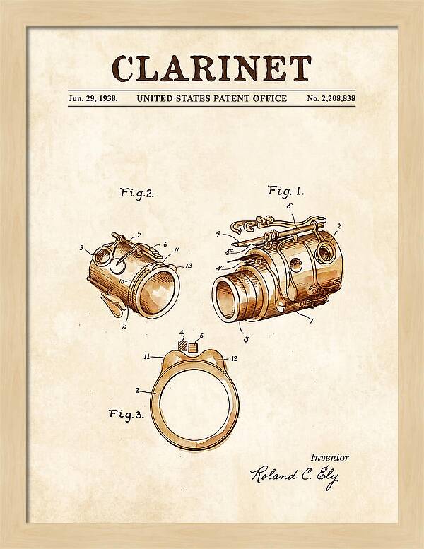 Clarinet Watercolor Patent Us2208838a
