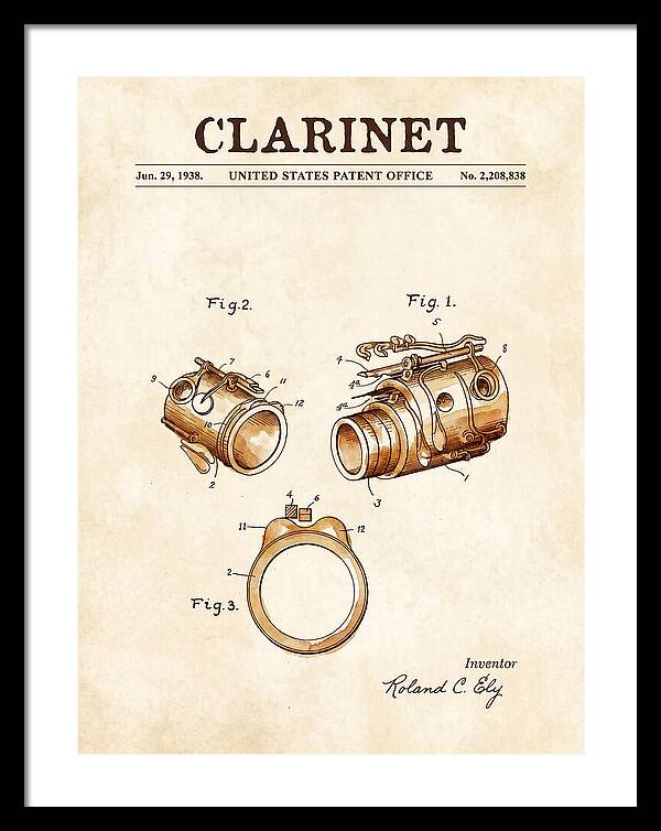 Clarinet Watercolor Patent Us2208838a
