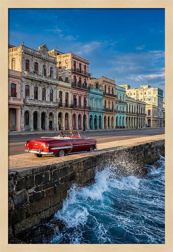 Classic Car Along Havanas Malecon