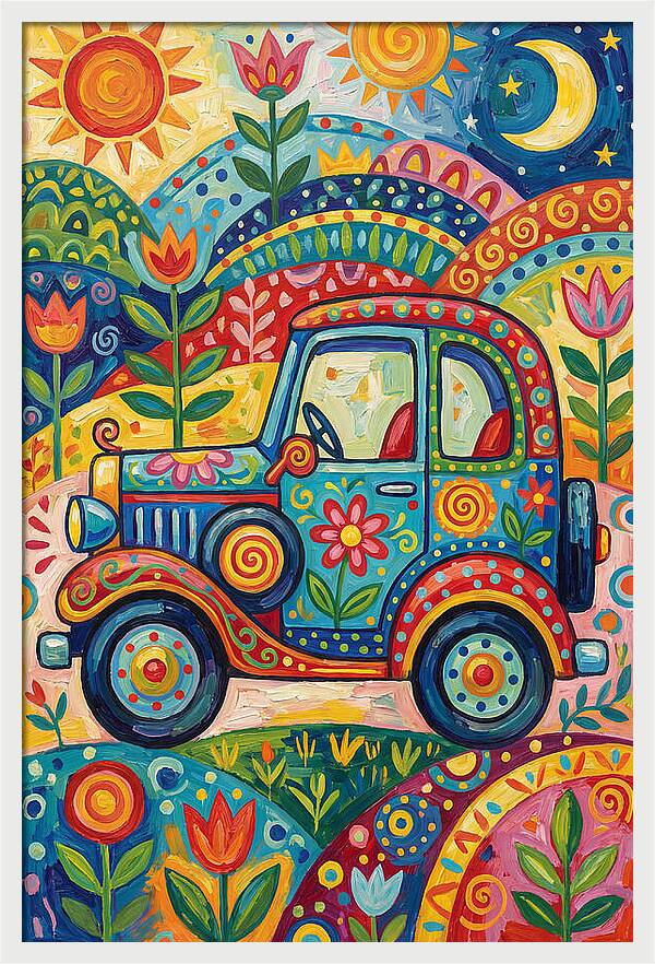 Classic Car In A Colorful Landscape