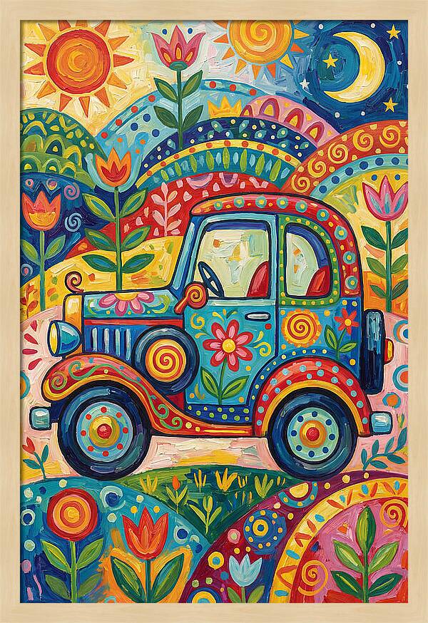 Classic Car In A Colorful Landscape