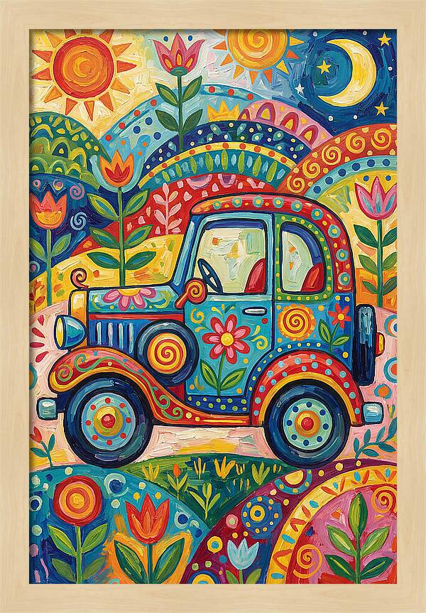 Classic Car In A Colorful Landscape