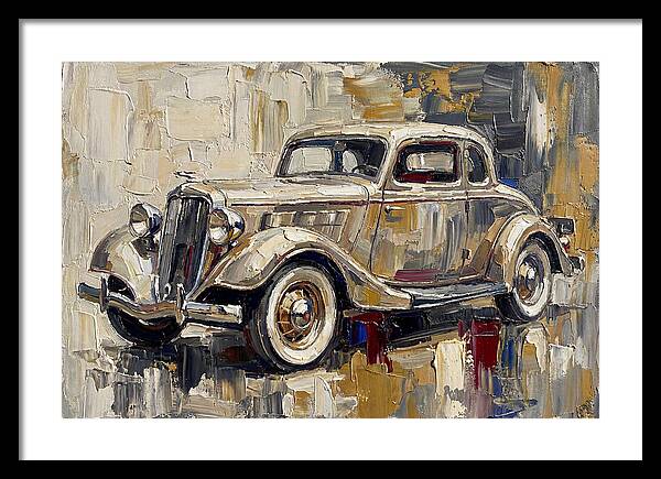Classic Car In Palette Knife Style