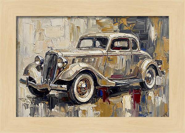 Classic Car In Palette Knife Style