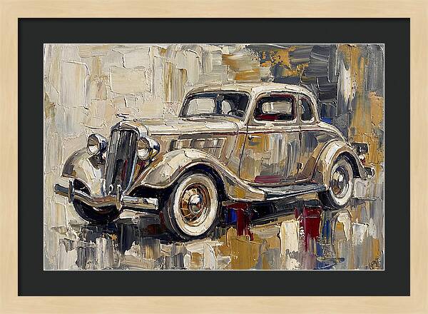 Classic Car In Palette Knife Style