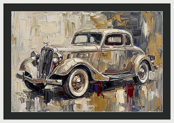 Classic Car In Palette Knife Style