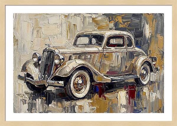 Classic Car In Palette Knife Style