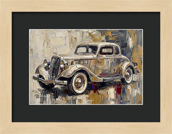 Classic Car In Palette Knife Style