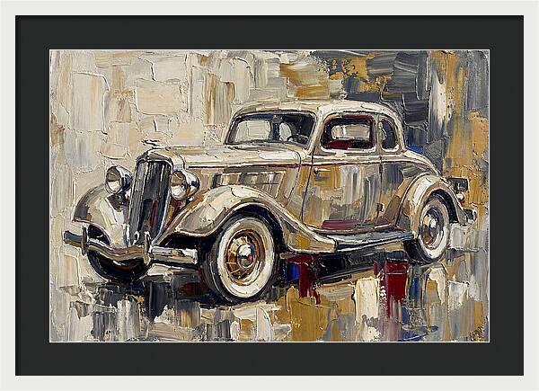 Classic Car In Palette Knife Style