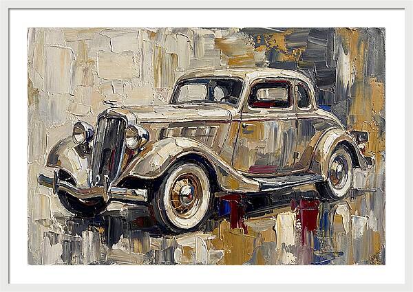 Classic Car In Palette Knife Style