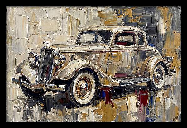 Classic Car In Palette Knife Style